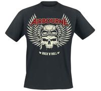 Airbourne Red Logo Mono Scorch Homme T-Shirt Manches Courtes Noir 100% Coton Regular/Coupe Standard