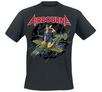 Airbourne Straddled Pin-Up Homme T-Shirt Manches Courtes Noir XL 100% Coton Regular/Coupe Standard