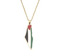 AirbRn Collier Palestine en Acier Inoxydable - Pendentif avec Drapeau, I Stand With Palestine Support