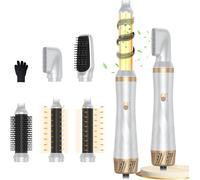 Airbrush 5 En 1 Air Styler,Automatique Hair Thermal Airstyler,Multifonction Seche Cheveux Boucleur,Démonté Boucleur Soufflant Pour Sécher,Boucler,Lisser (Blanc/Doré)