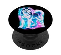 Airbrush Husky Sibérien Retro Radiant Dog Graphic PopSockets PopGrip Adhésif