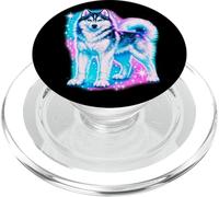 Airbrush Husky Sibérien Retro Radiant Dog Graphic PopSockets PopGrip pour MagSafe