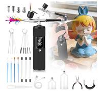 Airbrush Kit for Nails with Compressor, 2xAirbrushes, 28/38/48PSI High Pressure, with 3 Types Nozzle for Painting,Makeup