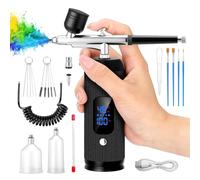Airbrush Kit with Compressor, 28/38/48 PSI High Pressure Non Clogging with 0.3/0.5mm Nozzles, for Pastry,Makeup Painting