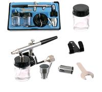Airbrush Pistolet Double Action Double Buse 0,35mm avec Deux Pots - Aérographe de Précision pour Modélisme, Maquettes et Travaux de Peinture de Détail