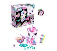Airbrush Plush Licorne magique - Peluche lavable personnalisable avec fonction lumineuse - Comprend un aérographe à piles, 4 marqueurs et plus de 100 pochoirs - Cadeau créatif pour enfants