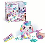 Airbrush Plush Puppy, Decor Over + Over - 4 stylos à Craie lavables, aérographe à Piles, Plus de 100 pochoirs Autocollants. À partir de 6 Ans