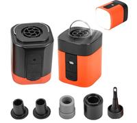 Airburst Pro - Compact Electric Pump with Vacuum & LED Light, 2025 Ultra-Fast and Portable Mini Air Pump, Inflate Deflate for Air Mattress, Camping Gear, Vacuum Storage Bags (Orange+Black)