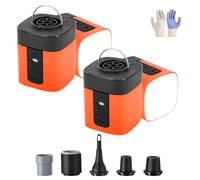 Airburst Pro - Compact Electric Pump with Vacuum & LED Light, Kydschoice 2-in-1 Portable Mini Air Pump, USB Electric Pumps, for Air Loungers, Sleeping Pads, Vacuum Bags & More (2*Orange)