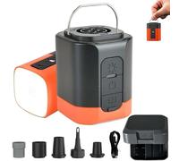 Airburst Pro - Pompe électrique compacte avec aspirateur et lumière LED - Avec 5 buses - Mini pompe portable multifonction pour gonfler et dégonfler - Pour camping, matelas gonflable - Noir