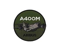 AIRBUS - Ecusson Airbus A400M, Tissu, Écusson à coudre, Brodé pour vêtements et sacs, cadeau pour passionnés d'Aviation, Dimensions 10 x 10 x 10 cm