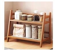 AIRCADIA Organisateur de cuisine à 2 niveaux en bambou imitation rotin - Décoration de cuisine - Étagère à épices debout - Rangement et organisation des dosettes de café - Porte-tasses (café 40)