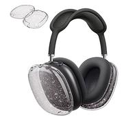 Aircawin Coque noire transparente à paillettes pour AirPods Max, coque de protection antichoc et anti-rayures en TPU souple, accessoires anti-jaunissement pour écouteurs AirPod Max - Paillettes noires
