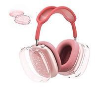 Aircawin Coque rose transparente à paillettes pour AirPods Max, coque de protection antichoc et anti-rayures en TPU souple, ne jaunit pas pour AirPod Max, accessoires de casque - Paillettes roses