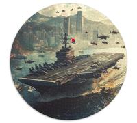 Aircraft Carrier 1000 Pièces Puzzle Rond Cadeau Irrégulière Puzzle Circulaire Unique Adulte 1000pcs (67.5x67.5cm)