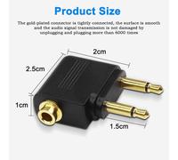 Aircraft Flight Headphone Adapter,Double 3.5mm Male To 3.5mm Female Aircraft Headphone Gold Plated Headphone Adapter-Pack Of 4