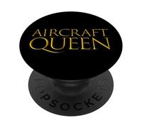 Aircraft Queen Military Air Force Jet Plane Pilot Wife PopSockets PopGrip Adhésif