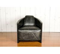 Aircraft Vintage Fauteuil en cuir noir Cuir véritable Fauteuil rétro design Fauteuil club