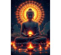 AIRDEA Bouddha Lotus Diamond Painting Adulte, Nuit étoilée Peinture Diamant Activité Manuelle Adulte, 5D DIY Diamant Painting pour Décoration Murale Maison 30x40 cm