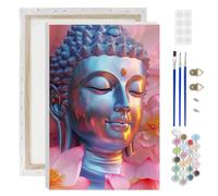 AIRDEA Bouddha Peinture Numero Adulte, Fleurs de lotus DIY Kit Activité Manuelle Peinture Acrylique, Peinture par Numero Adulte avec Pinceaux et Acryliques 20x30 cm (Encadrée)