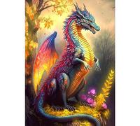 AIRDEA Dragon Peinture en Diamant Kits pour Adultes Enfants, 5D Rond Pays des Rêves Diamond Painting Kit Complet, DIY Art du Diamant Peinture Fantaisie Diamant Kits,Broderie Diamant Mosaique 30x40cm