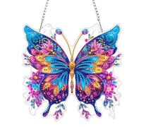 AIRDEA Kit de décoration diamant papillon à faire soi-même pour adultes, double face à paillettes, peinture diamant à suspendre, acrylique de forme spéciale, attrape-soleil à suspendre, 20,3 x 20,3 cm