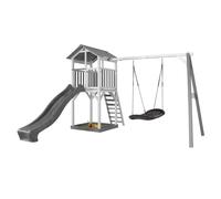 Aire de jeu avec 1 balançoire nid ovale et toboggan gris TU