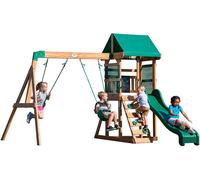 Backyard Discovery Buckley Hill Aire de jeux en bois | Maisonnette Extérieur avec balançoire / toboggan / bac de sable / échelle