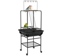 Aire De Jeu Perchoirs Sur Roulettes Pour Oiseaux Perroquets Gris Foncé