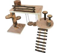 aire de jeu pour hamsters 4 en 1 pour la décoration de la cage, Combo hamster jouet à mâcher, bol de nourriture, balançoire, échelle d'escalade