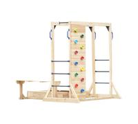 Aire de jeux Dex - Bac à sable, barres fixes, mur d'escalade - Beige