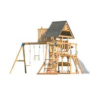 Aire De Jeux Avec Balançoire Double, Toboggan Blanc, Trapèze