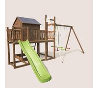 Aire de jeux avec cabane et toboggan cot