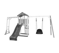 AXI Beach Tower with Climbing Frame and Roxy Nest Swing Grey/white - Toboggan Gris