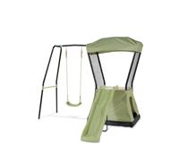 Aire De Jeux Avec Toboggan Et Balançoire Pour Jardin Enfant Vert/noir TU