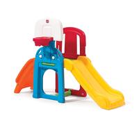 Aire De Jeux Avec Toboggan Et De Nombreuses Options De Jeu Aire De Jeux Enfant En Plastic Avec Toboggan, Panier De Basketball & Mur D'escalade - Step2 Game Time Sports Climber