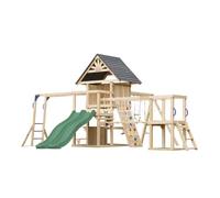 Axi Hunter Aire De Jeux En Bois, 2 Balançoires, Toboggan Double, Vert | Maisonnette Xxl / Equipement De Jeux Pour Enfants Avec Structure D'Escalade, Pont Suspendu Et Trapèze | Pour Le Jardin