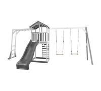 Aire de Jeux AXI en Bois FSC - Toboggan, Bac à Sable, Balançoires, Cadre d'Escalade pour Enfants gris TU