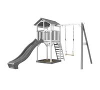 Aire de jeux 1 balançoire bois et toboggan gris TU