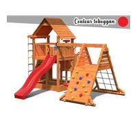Aire de jeux big leader spider + bac à sable + corde + toboggan rouge - fungoo
