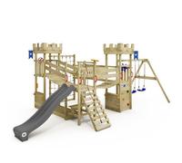 Aire de jeux château WICKEY Smart Arch avec toboggan 220 cm anthracite, balançoires et ponts suspendus - 10 ans de garantie*