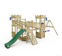 Aire de jeux château WICKEY Smart Arch avec toboggan 220 cm vert, balançoires et ponts suspendus - 10 ans de garantie*