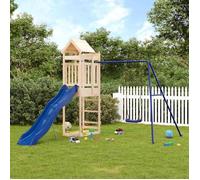 Aire de jeux d'extérieur en bois - vidaXL - Bois de pin massif - 249x335x238 cm - Toboggan ondulé - Balançoire simple
