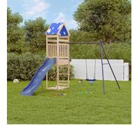 Aire de jeux d'extérieur en bois - VIDAXL - Ensemble multi-activités - Bois de pin massif - Toboggan bleu 210 cm - 3-8 ans