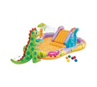 Intex Pools Centre de jeux aquatiques gonflable Dino Park – Toboggan, base rembourrée, arroseur