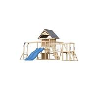 Axi Hunter Aire De Jeux En Bois, 2 Balançoires, Toboggan Double, Bleu | Maisonnette Xxl / Equipement De Jeux Pour Enfants Avec Structure D'Escalade, Pont Suspendu Et Trapèze | Pour Le Jardin