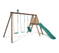 Aire de jeux en bois - 3 agrès dont siège bébé LILLY avec toboggan - ANKARA - SOULET