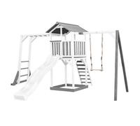 Aire de jeux en bois avec bac à sable, toboggan, cadre d'escalade et balançoire - Beach Tower