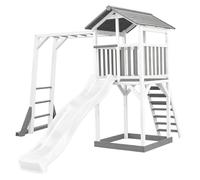 Aire de jeux en bois avec bac à sable, toboggan et cadre d'escalade - Beach Tower