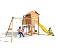 Fungoo Aire de Jeux Move MySide : Cabane + Toboggan + Portique Balançoires - 03519